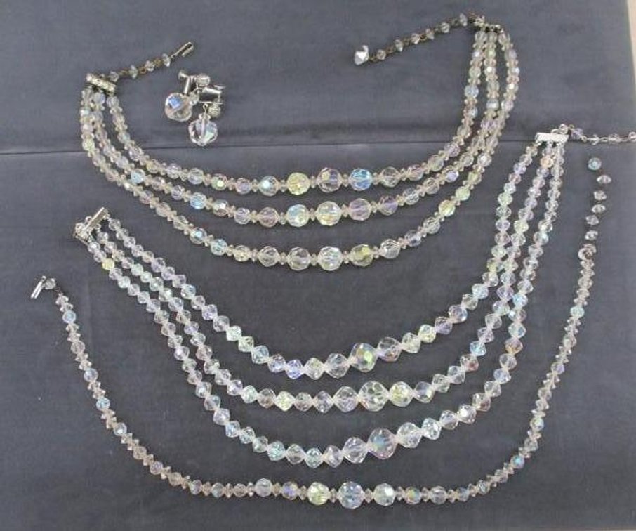Iridescent glass bead jewelry group
