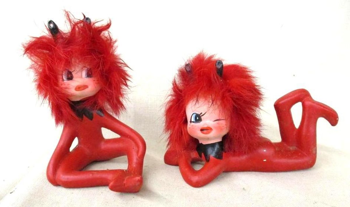 Pair of Enesco "Rita The Red Imp" figurines