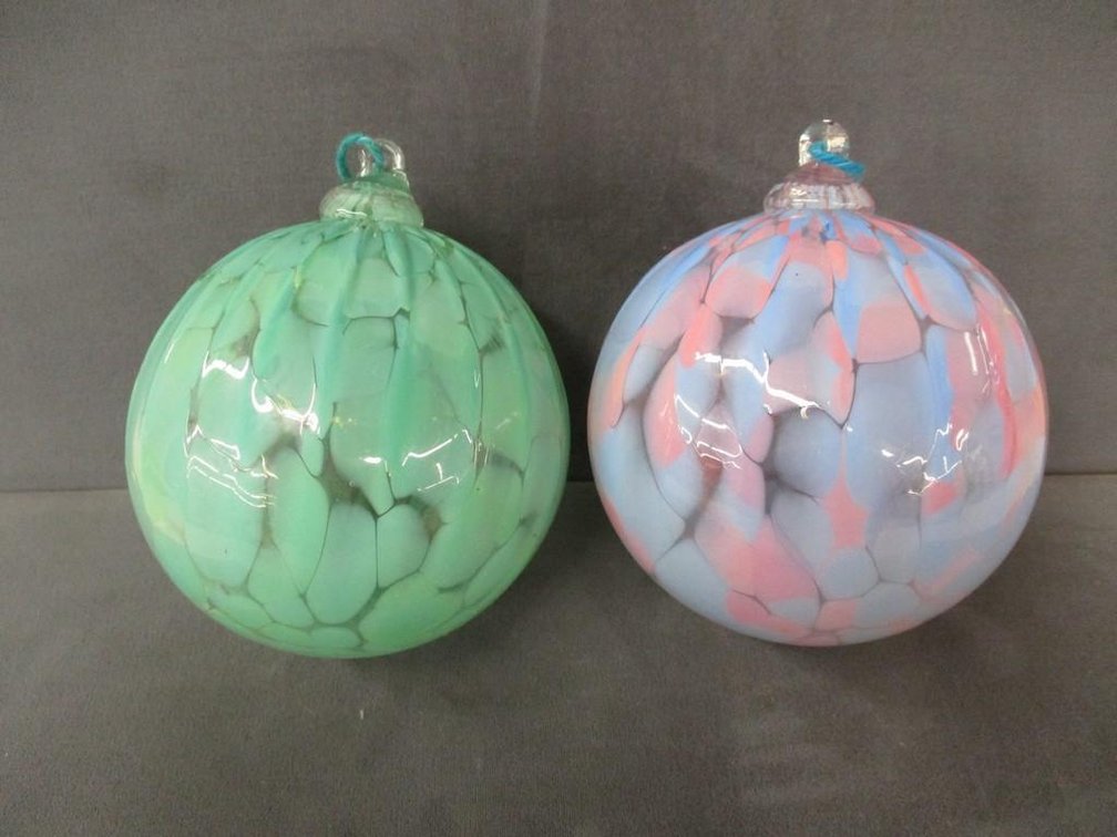 (2) Hand blown glass balls