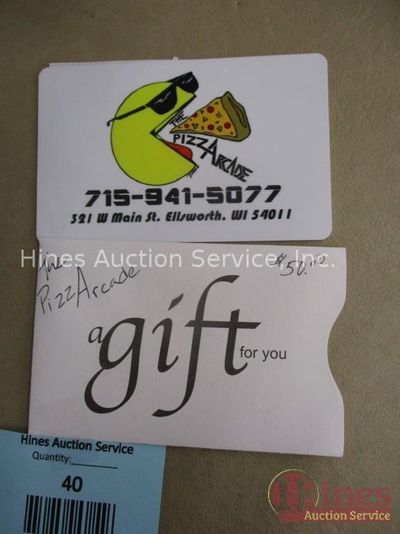 $50 Gift certificate for The PizzArcade