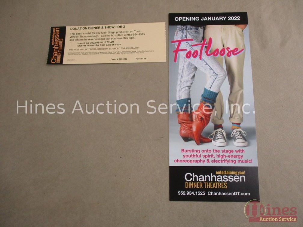 Chanhassen Dinner Theater donation dinner and show for 2