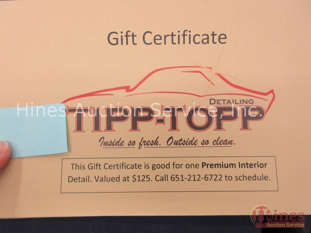 $125 Tipp-Topp gift certificate detailing