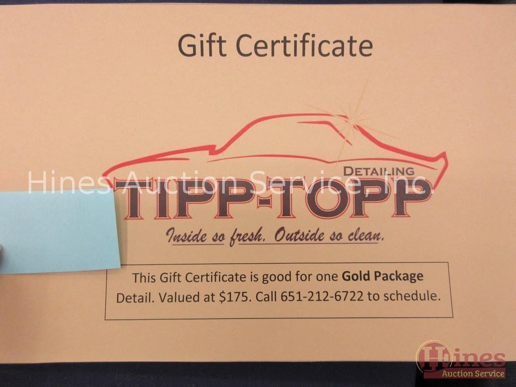 $175 Tipp-Topp gift certificate detailing