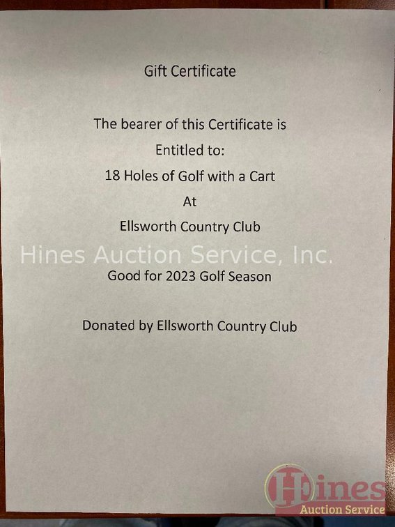 Ellsworth Country Club 18 Holes of gold with a cart