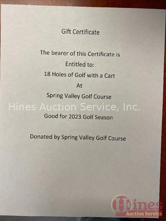 Spring Valley Golf Course 18 Holes of gold with a cart