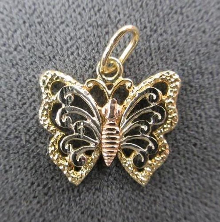 14k solid gold butterfly pendant