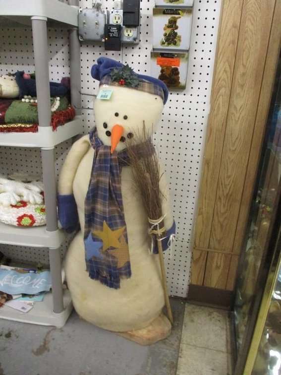 Stuffed snowman statue