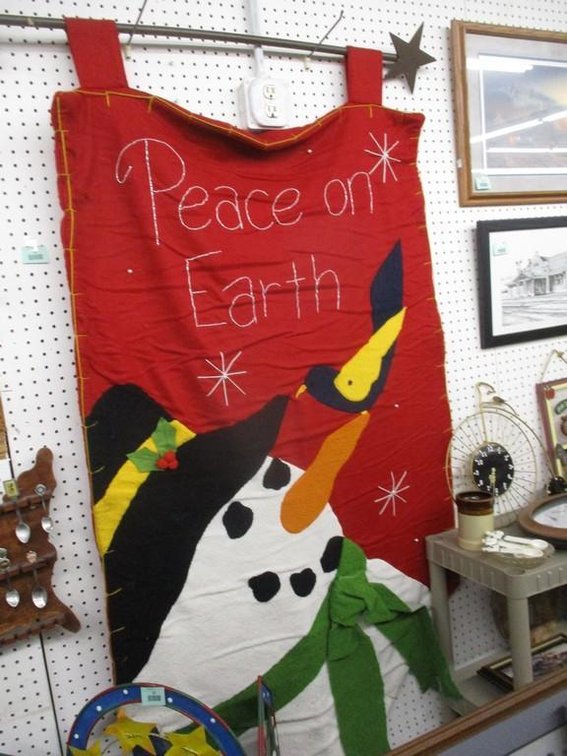 Homemade cloth snowman wall hanging