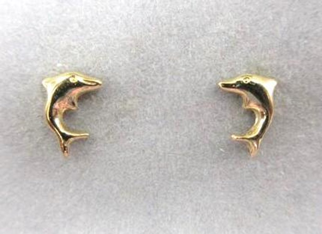 14K Gold dolphin pierced earrings