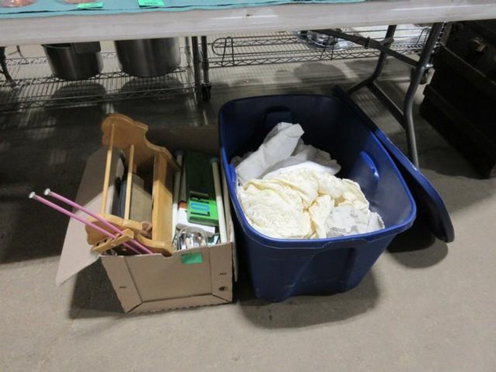 Tote and box of household