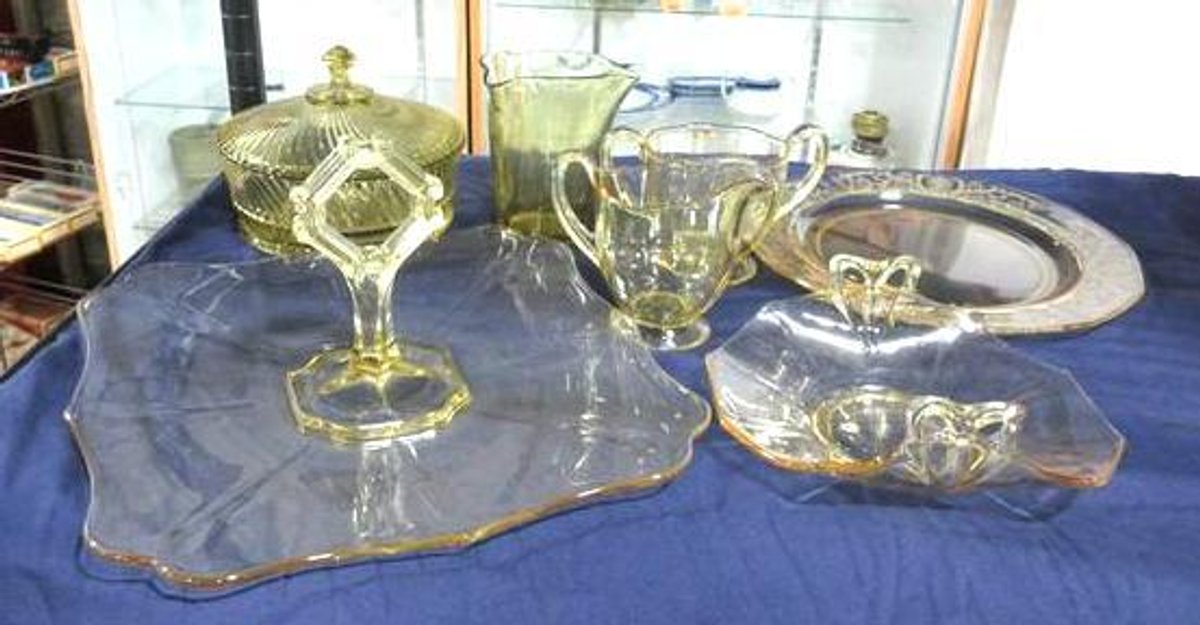 Yellow depression glass group