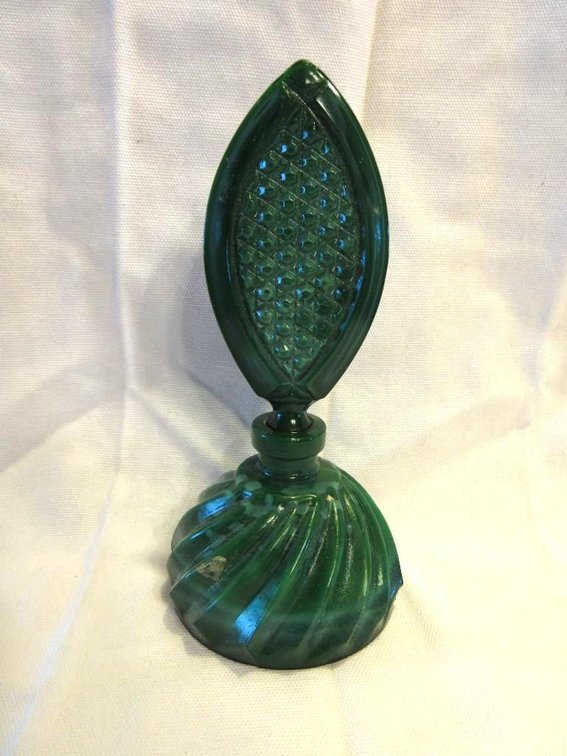 Green slag glass perfume