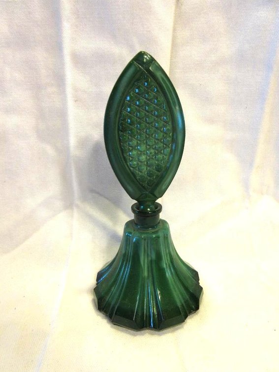 Green slag glass perfume