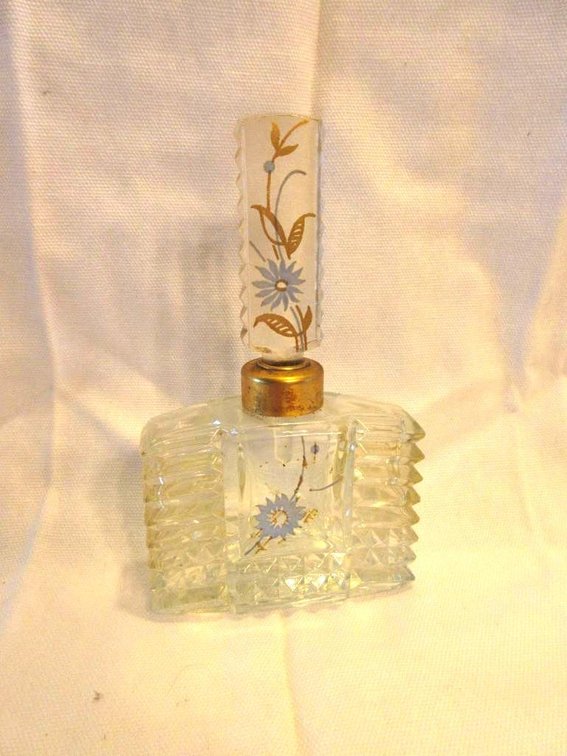 Vintage perfume with gold and blue hand painted detail