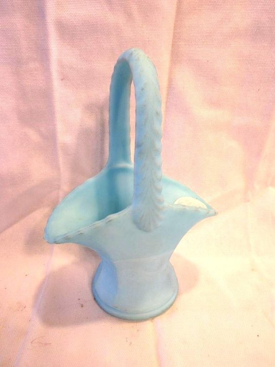 Blue satin glass basket