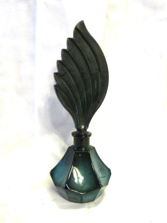 Green slag glass perfume