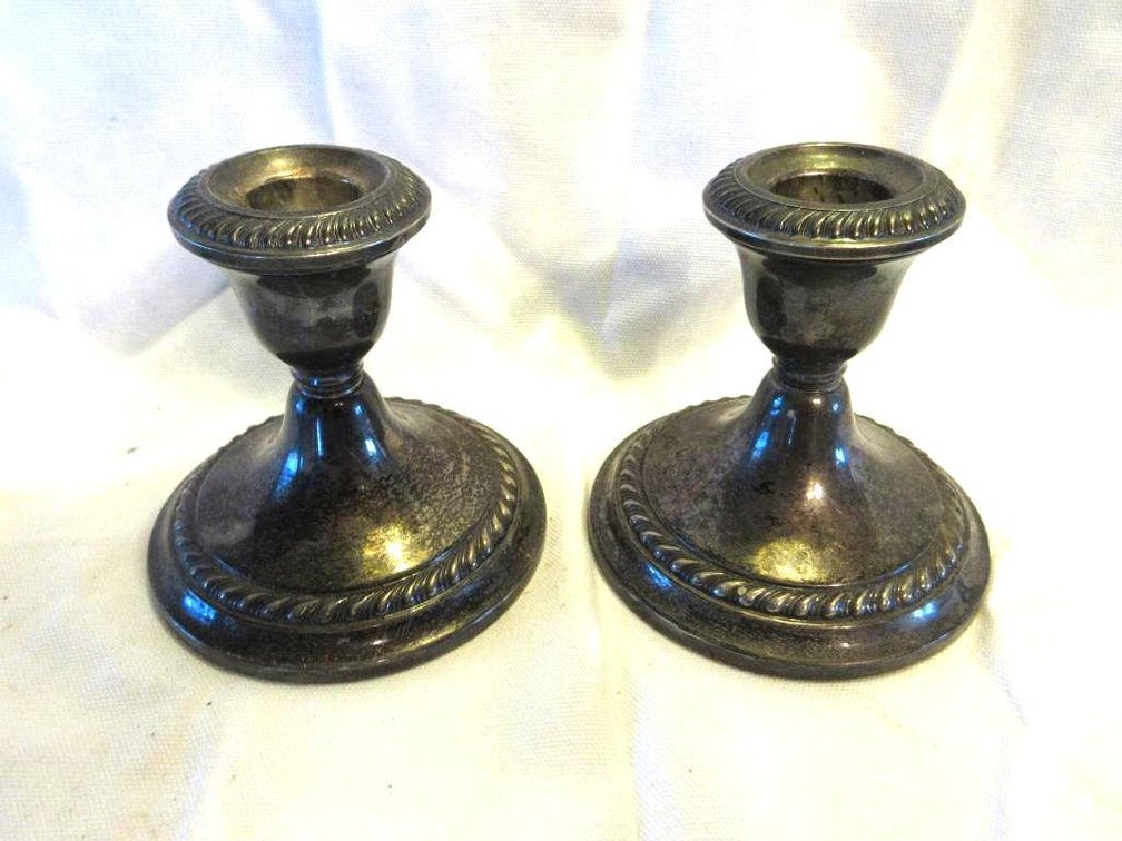 Pair of Gorham sterling weighted candlesticks