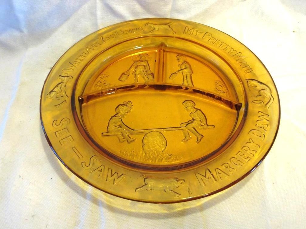 Antique amber glass child's dish