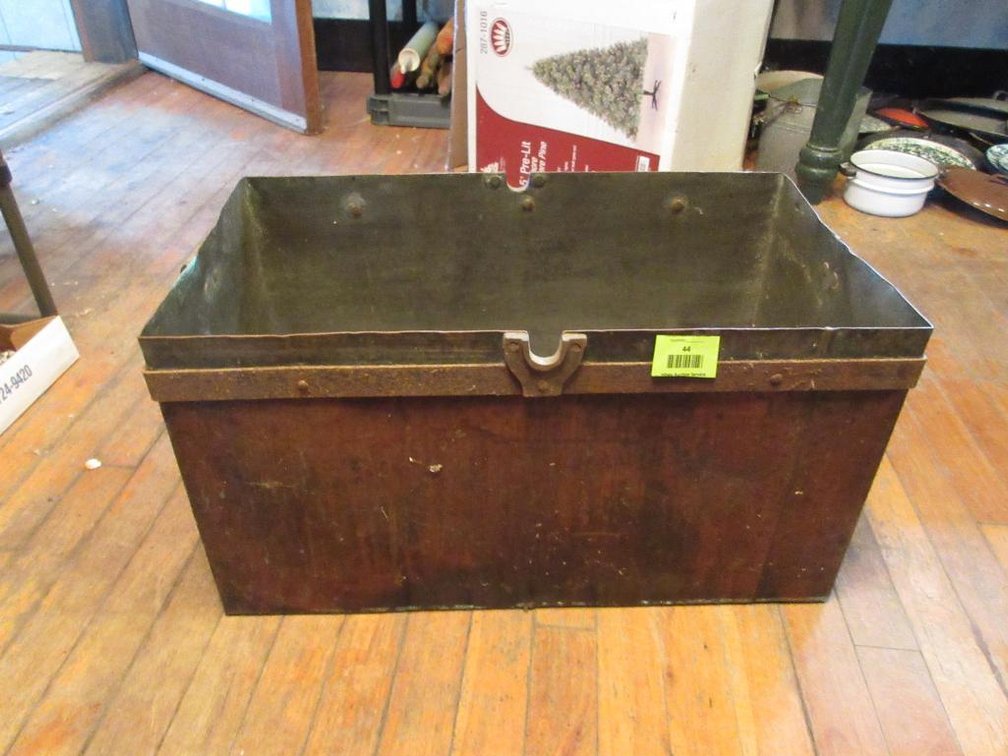 Antique copper metal lined bin