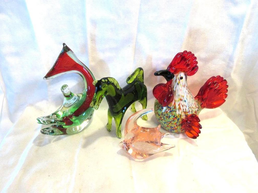 (4) Art glass pieces