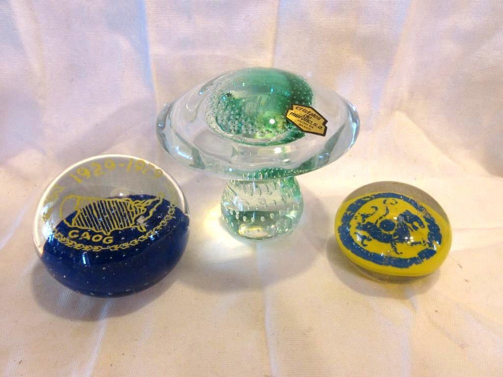 (3) Glass paperweights
