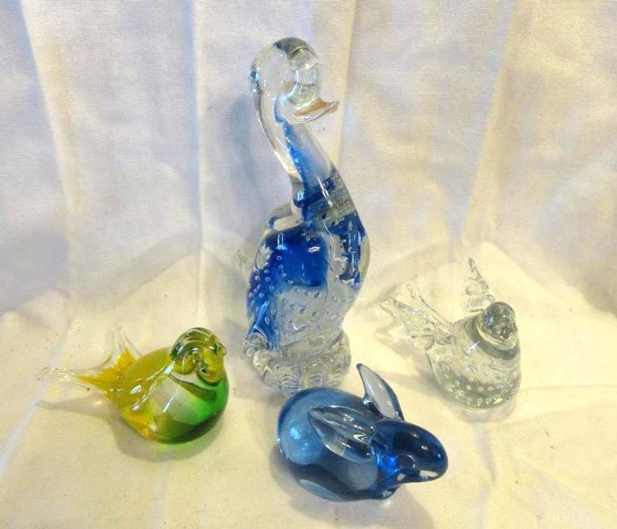 (4) Art glass paperweights