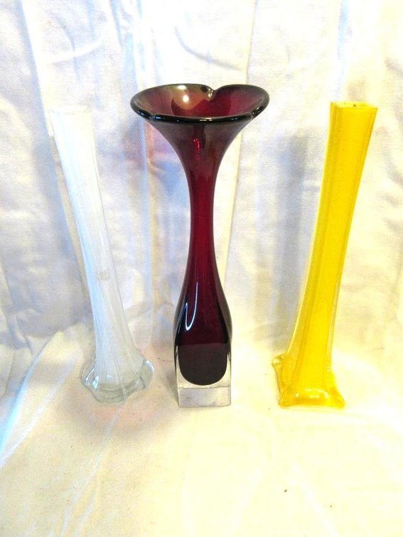 (3) Art glass vases