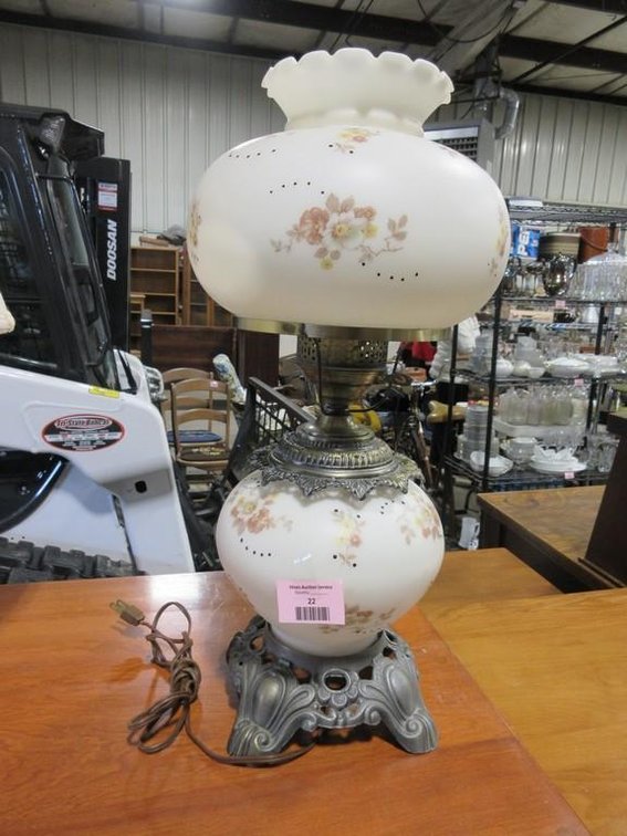 Soft white hand painted parlour lamp