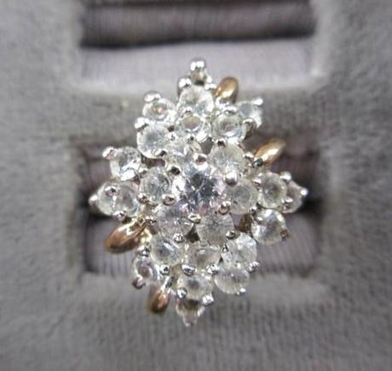 18k? Inner marked cocktail ring missing some stones