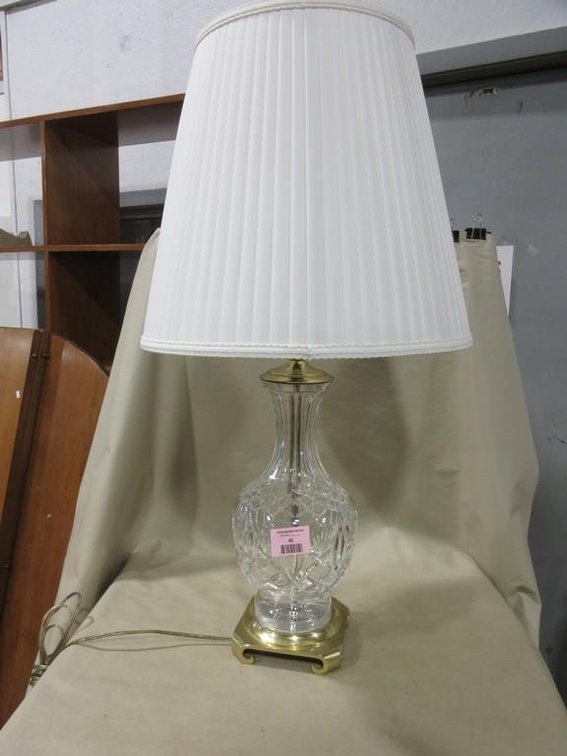 Crystal base table lamp with shade