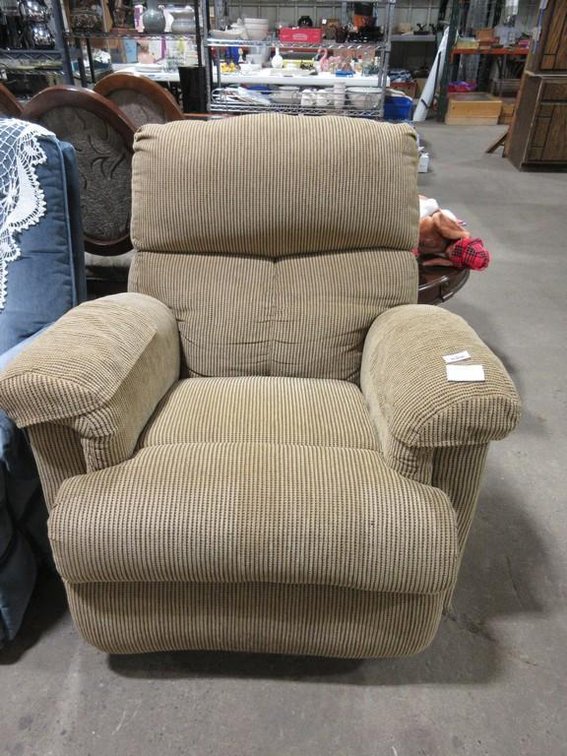 Chunky checked tan recliner/rocker