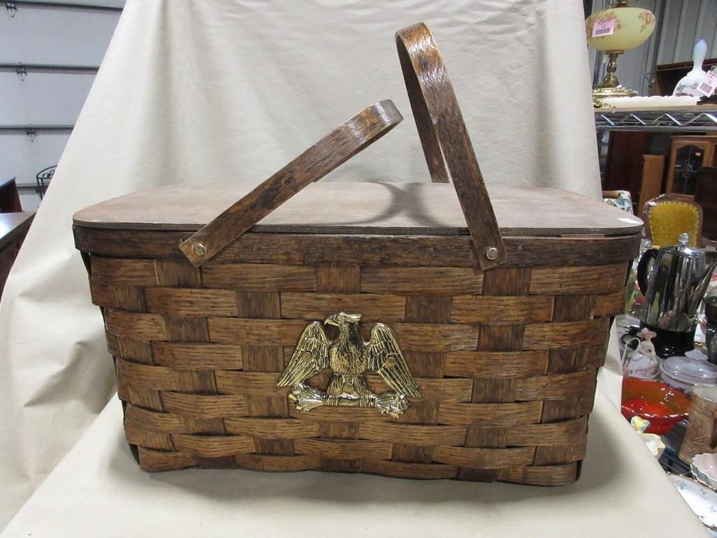 Vintage wooden picnic basket