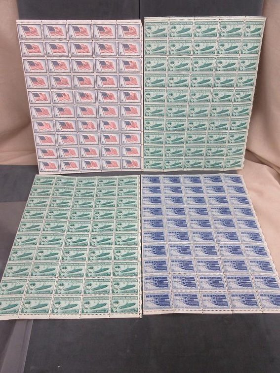 (3) Sheets of 3 cent stamps (1) Sheet of 4 cent stamps