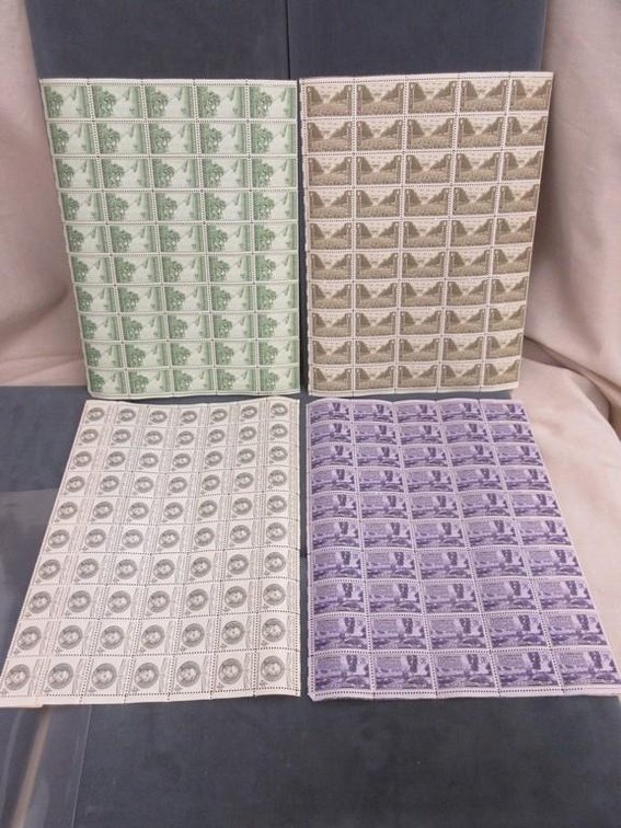 (3) Sheets of 3 cent stamps (1) Sheet of 4 cent stamps