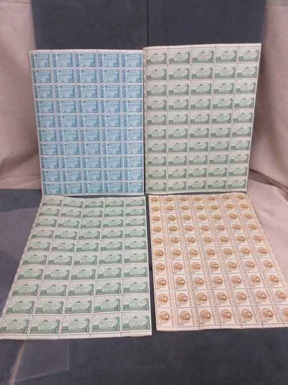 (3) Sheets of 3 cent stamps (1) Sheet of 4 cent stamps