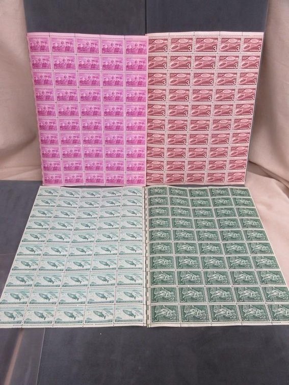 (4) Sheets of 3 cent stamps