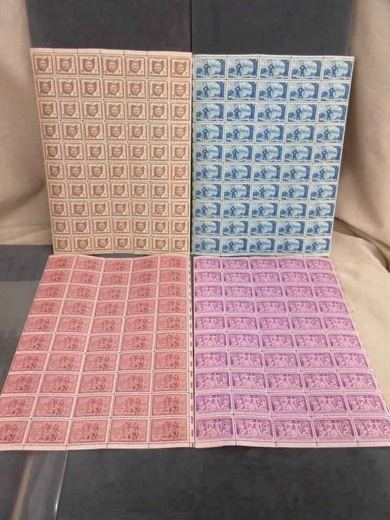 (4) Sheets of 3 cent stamps