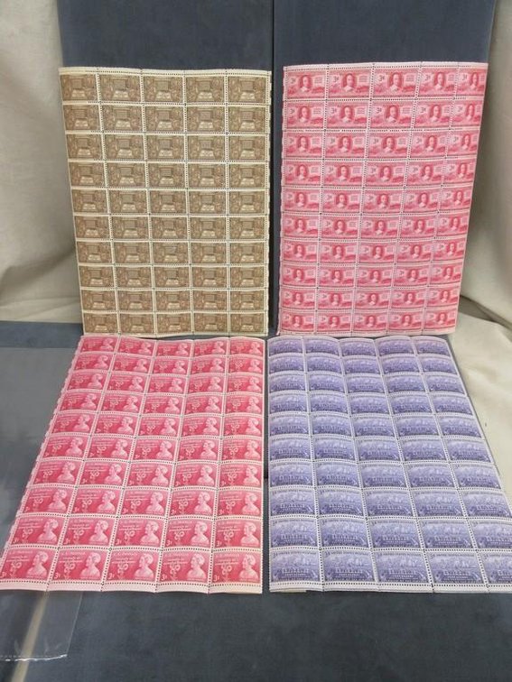 (4) Sheets of 3 cent stamps