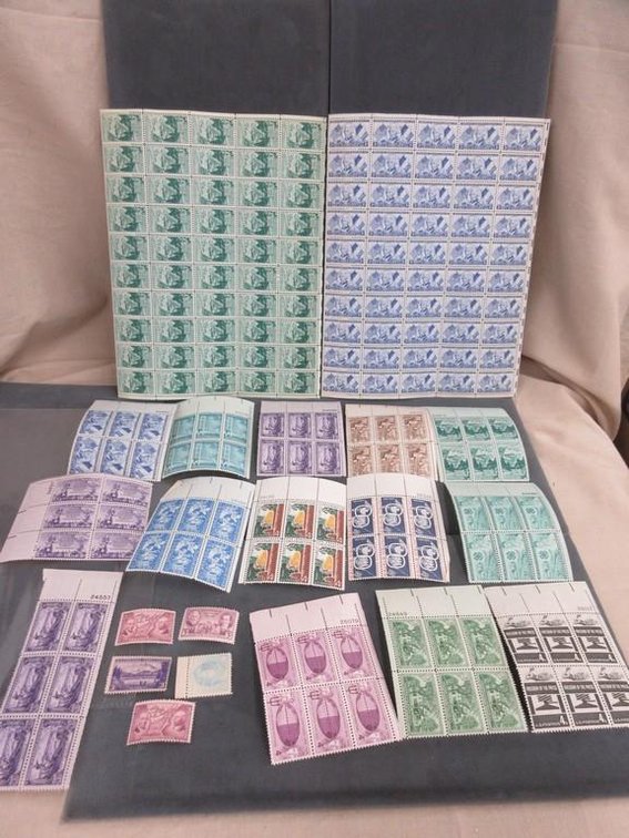 (2) Sheets of 3 cent stamps and assorted stamps
