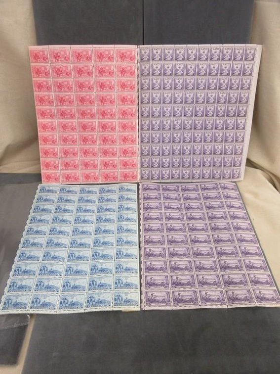 (4) Sheets of 3 cent stamps