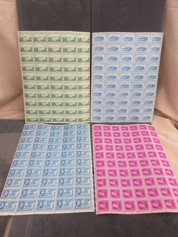 (4) Sheets of 3 cent stamps
