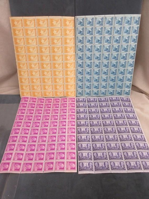 (4) Sheets of 3 cent stamps