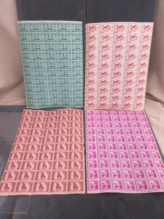 (4) Sheets of 3 cent stamps