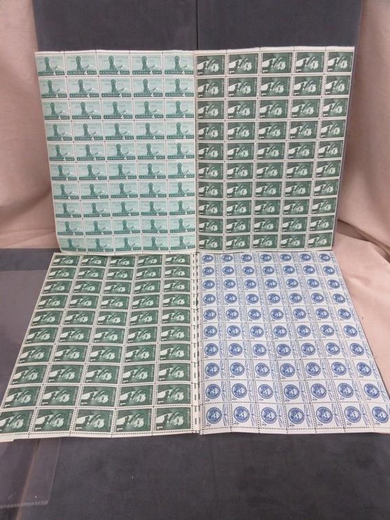 (2) Sheets of 1 cent stamps (2) Sheets of 4 cent stamps