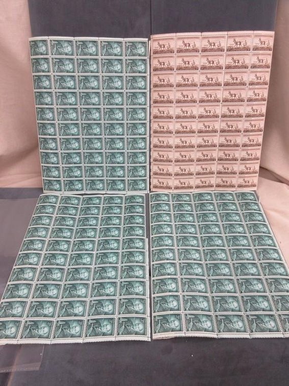(4) Sheets of 3 cent stamps