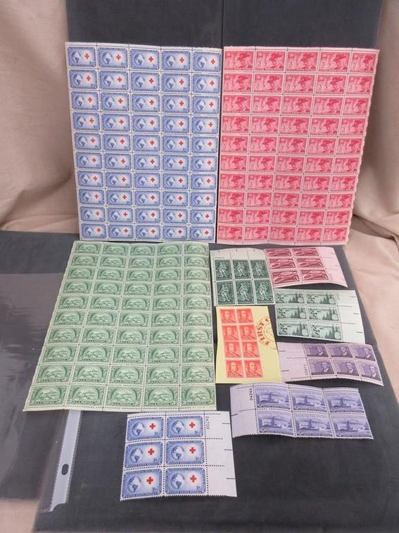 (3) Sheets of 3 cent stamps and assorted stamps