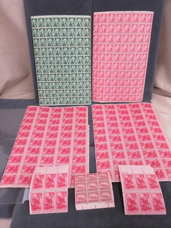 (2) Sheets of 3 cent stamps (1) Sheet of 2 cent stamps (1) Sheet of 1 cent stamps and more
