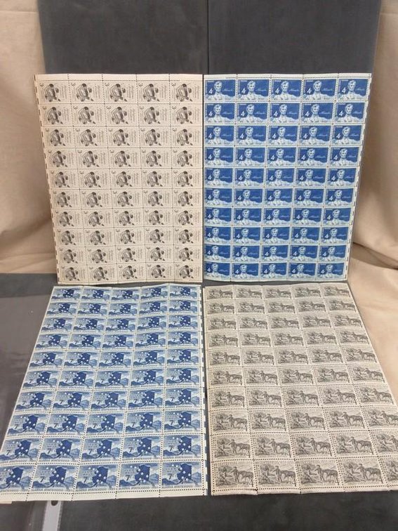 (1) Sheet of 3 cent stamps (2) Sheets of 4 cent stamps (1) Sheet of 7 cent stamps