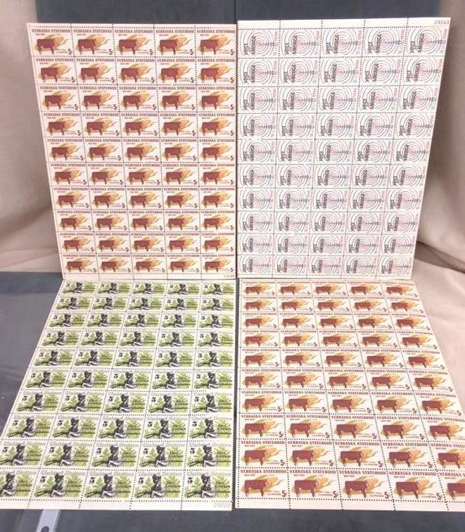 (4) Sheets of 5 cent stamps