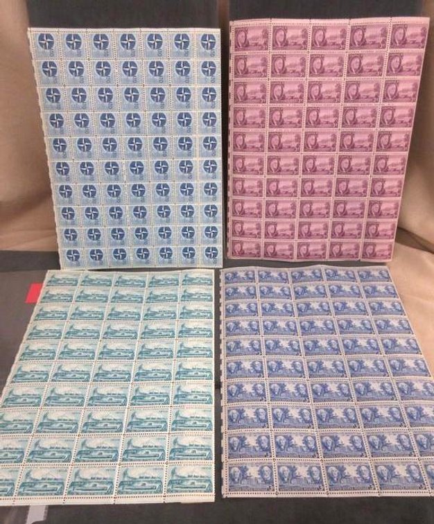 (2) Sheets of 3 cent stamps (2) Sheets of 4 cent stamps